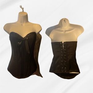 Black Lace-Up Corset Top